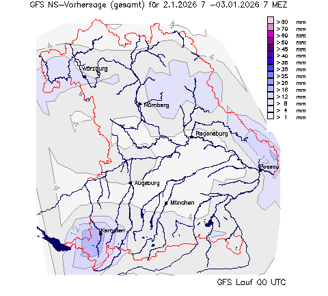 Niederschlagsvorhersage GFS vom Vortag 00 Lauf wurde nicht gefunden!